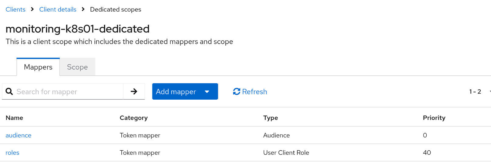 screenshot of dedicated mappings for audience and roles